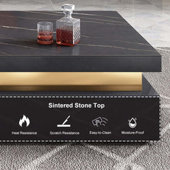 Modern Square Sintered Stone Coffee Table With Drawers