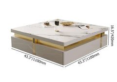 Modern Square Sintered Stone Coffee Table With Drawers Dimensions