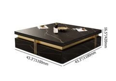 Modern Square Sintered Stone Coffee Table With Drawers Dimensions