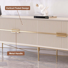 Modern Stainless Steel TV Stand With Drawers, 78.7 Inch