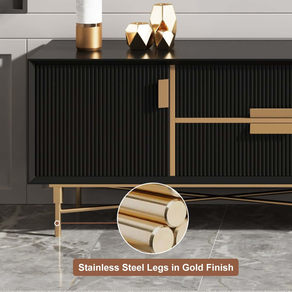 Modern Stainless Steel TV Stand With Drawers, 78.7 Inch