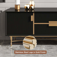 Modern Stainless Steel TV Stand With Drawers, 78.7 Inch