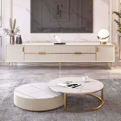 Modern Stainless Steel TV Stand With Drawers, 78.7 Inch