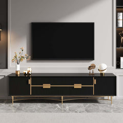 Modern Stainless Steel TV Stand With Drawers, 78.7 Inch