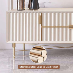 Modern Stainless Steel TV Stand With Drawers, 78.7 Inch