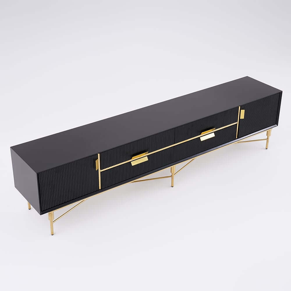 Modern Stainless Steel TV Stand With Drawers, 78.7 Inch