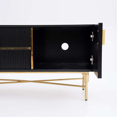 Modern Stainless Steel TV Stand With Drawers, 78.7 Inch