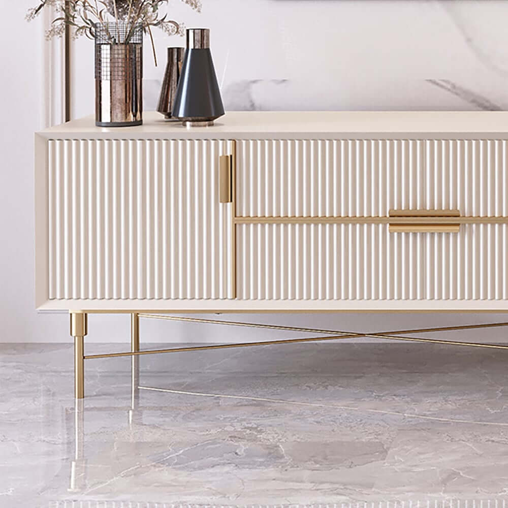 Modern Stainless Steel TV Stand With Drawers, 78.7 Inch