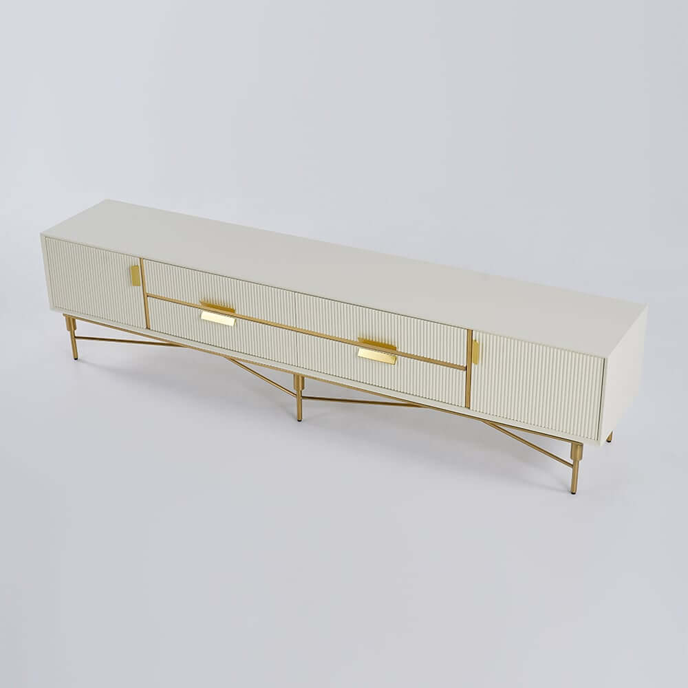 Modern Stainless Steel TV Stand With Drawers, 78.7 Inch