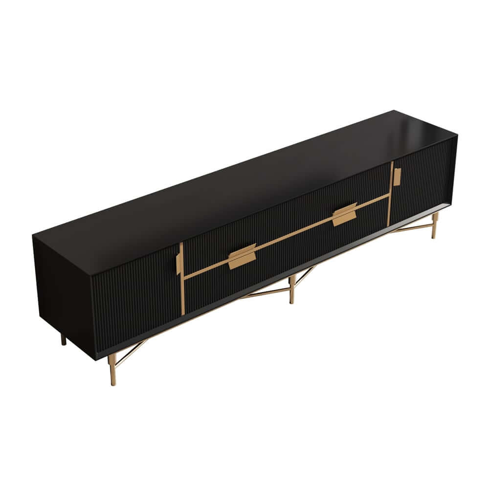 Modern Stainless Steel TV Stand With Drawers, 78.7 Inch