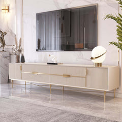 Modern Stainless Steel TV Stand With Drawers, 78.7 Inch