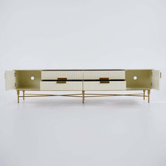 Modern Stainless Steel TV Stand With Drawers, 78.7 Inch