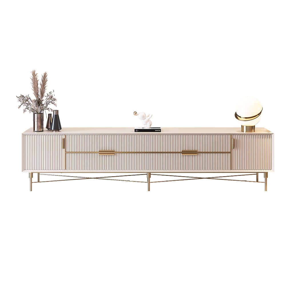 Modern Stainless Steel TV Stand With Drawers, 78.7 Inch