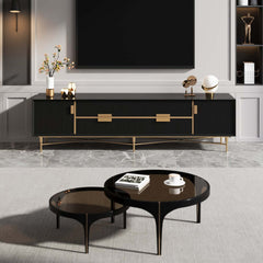 Modern Stainless Steel TV Stand With Drawers, 78.7 Inch