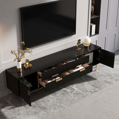 Modern Stainless Steel TV Stand With Drawers, 78.7 Inch