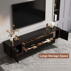 Modern Stainless Steel TV Stand With Drawers, 78.7 Inch