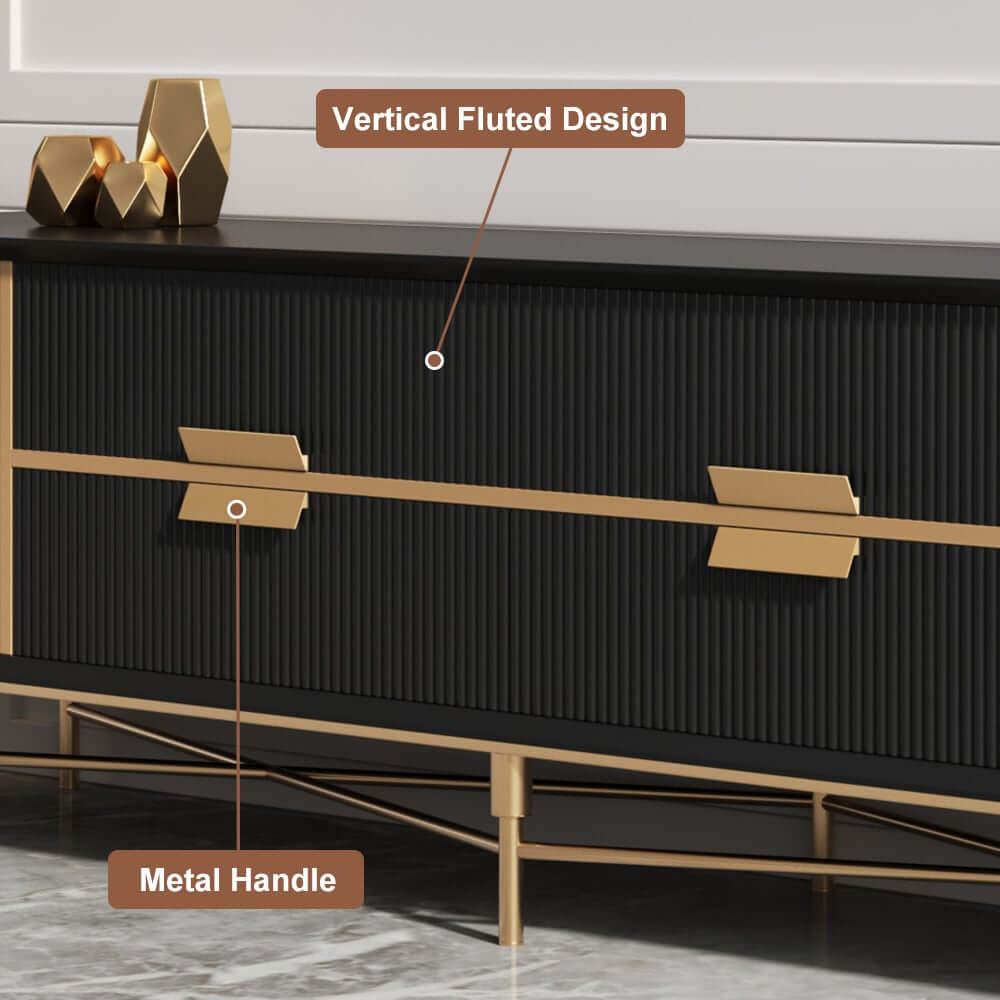 Modern Stainless Steel TV Stand With Drawers, 78.7 Inch
