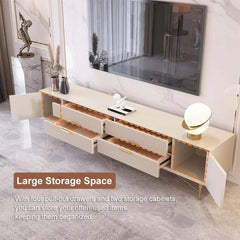 Modern Stainless Steel TV Stand With Drawers, 78.7 Inch