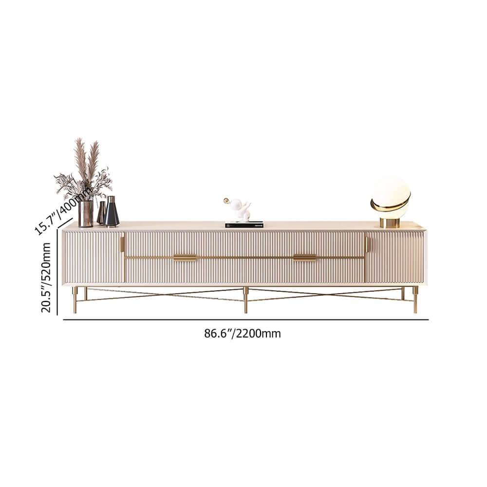 Modern Stainless Steel TV Stand With Drawers, 78.7 Inch Dimensions