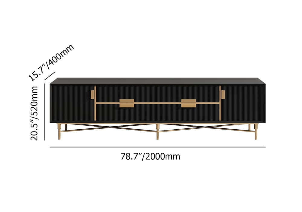 Modern Stainless Steel TV Stand With Drawers, 78.7 Inch Dimensions