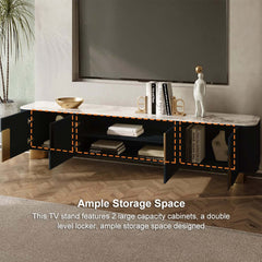 Modern Stainless Steel TV Stand With Stone Top