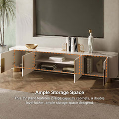 Modern Stainless Steel TV Stand With Stone Top