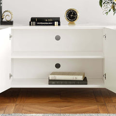 Modern Stainless Steel TV Stand With Stone Top