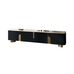 Modern Stainless Steel TV Stand With Stone Top