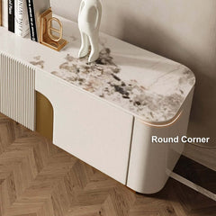 Modern Stainless Steel TV Stand With Stone Top