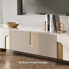 Modern Stainless Steel TV Stand With Stone Top
