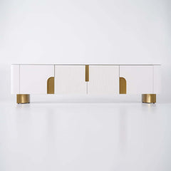 Modern Stainless Steel TV Stand With Stone Top