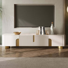 Modern Stainless Steel TV Stand With Stone Top Main Product Image