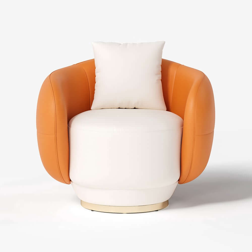 Modern Swivel Barrel Chair With Gold Base