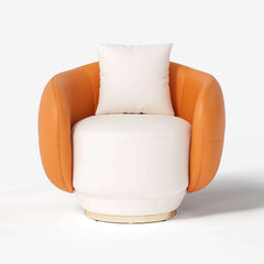 Modern Swivel Barrel Chair With Gold Base
