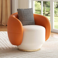 Modern Swivel Barrel Chair With Gold Base