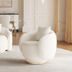 Modern Swivel Barrel Chair With Gold Base