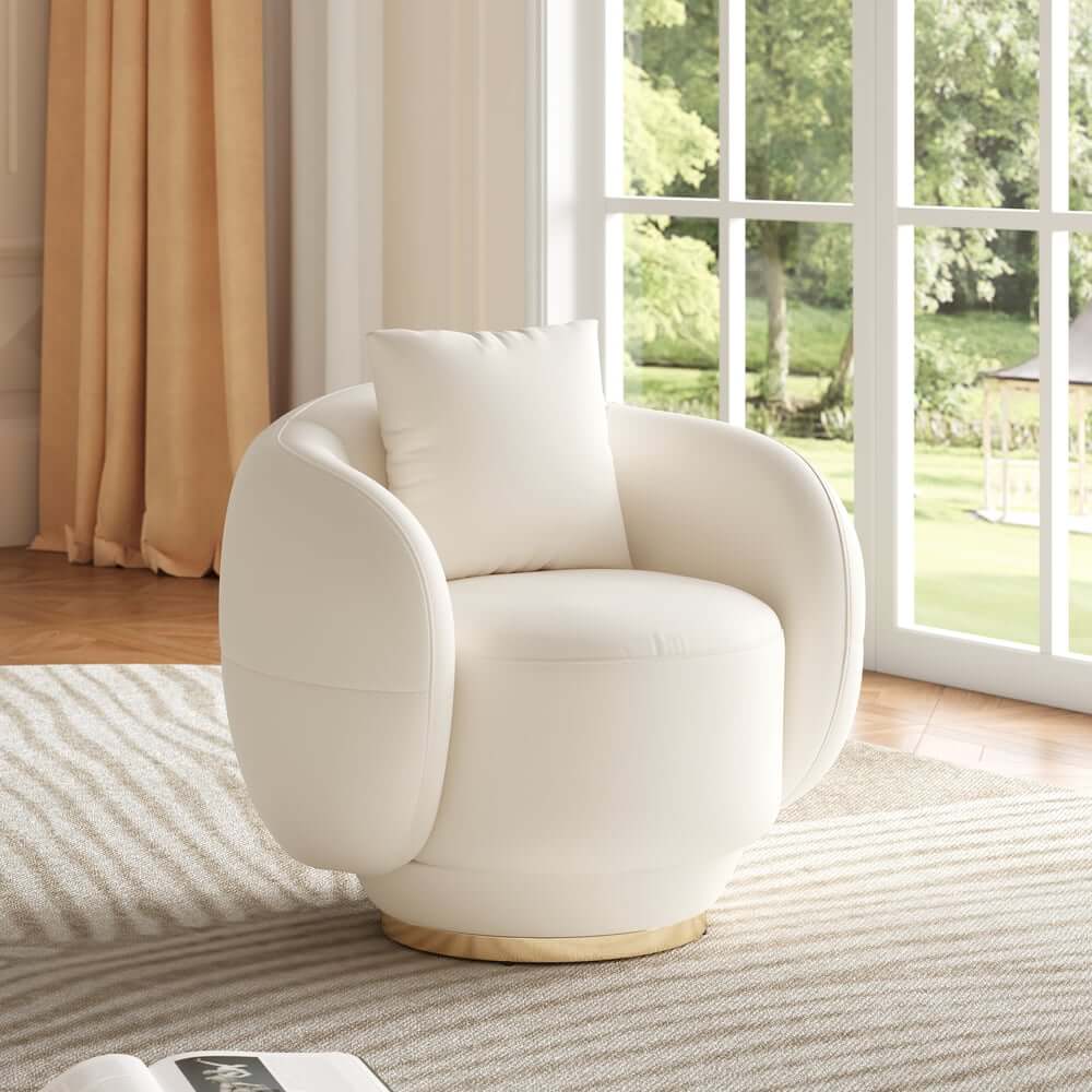 Modern Swivel Barrel Chair With Gold Base