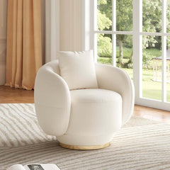 Modern Swivel Barrel Chair With Gold Base