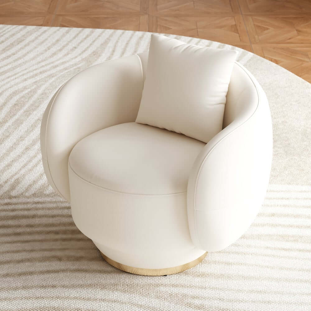 Modern Swivel Barrel Chair With Gold Base