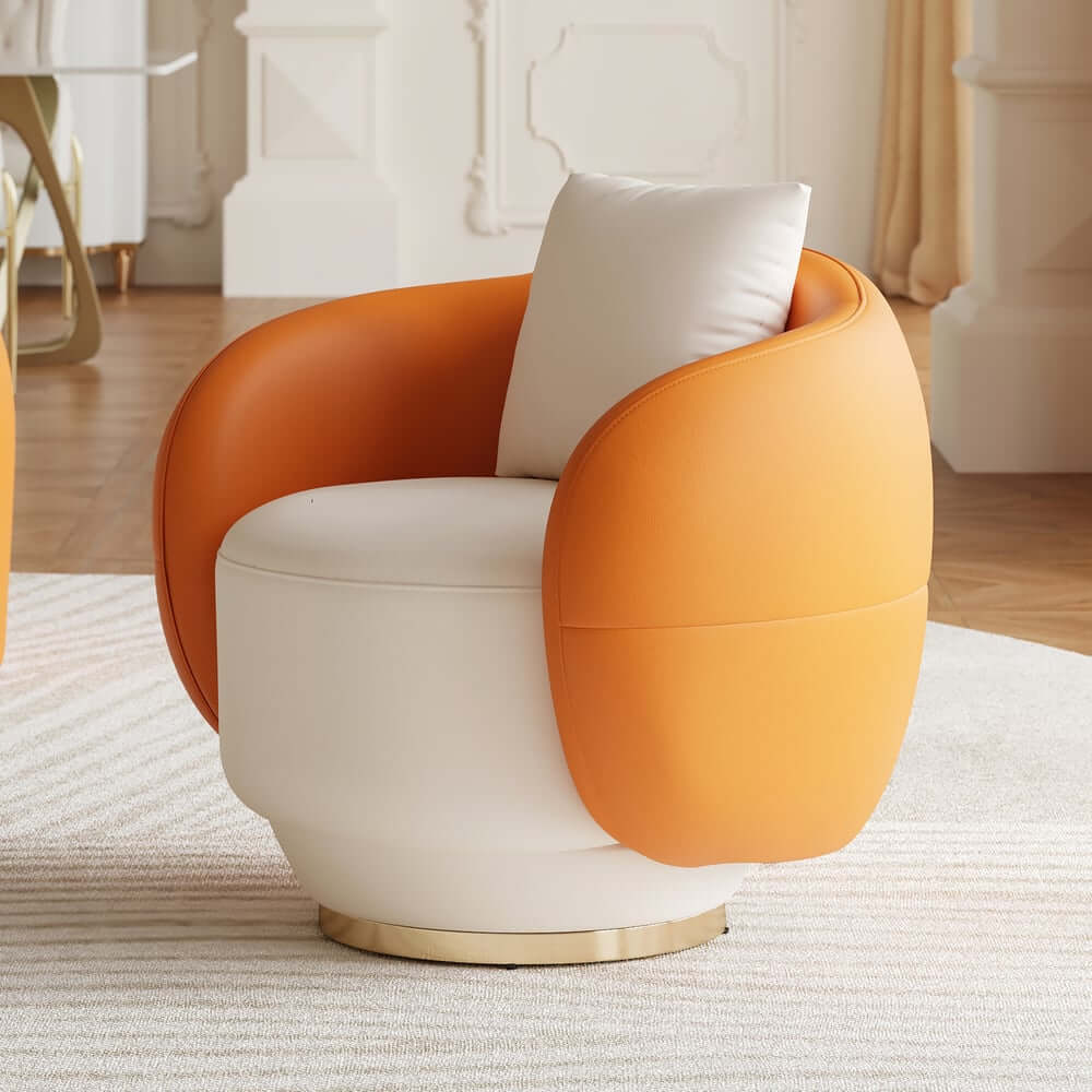 Modern Swivel Barrel Chair With Gold Base