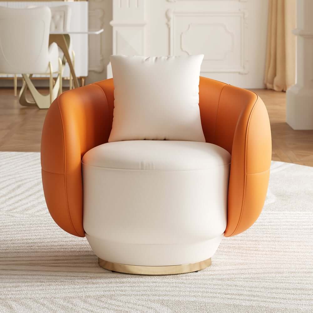 Modern Swivel Barrel Chair With Gold Base