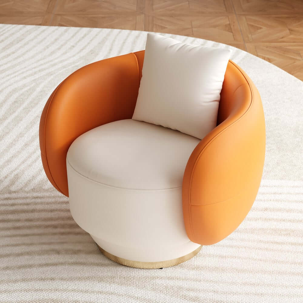 Modern Swivel Barrel Chair With Gold Base