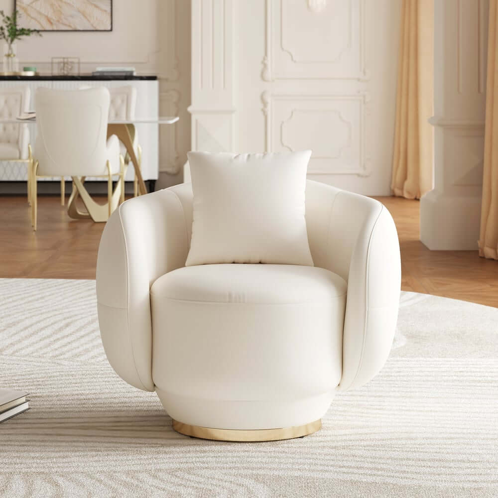 Modern Swivel Barrel Chair With Gold Base