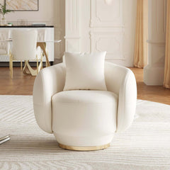 Modern Swivel Barrel Chair With Gold Base