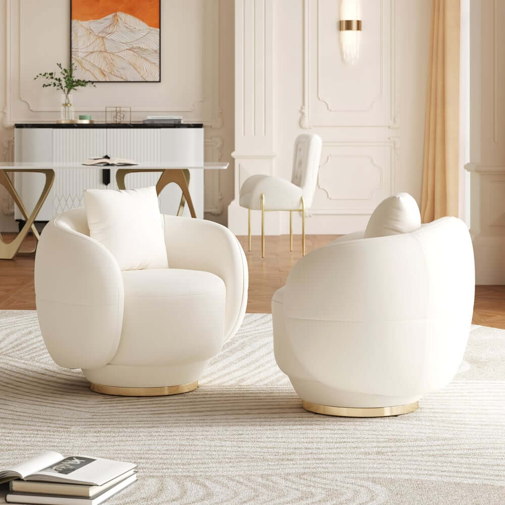 Modern Swivel Barrel Chair With Gold Base