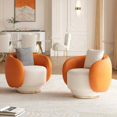 Modern Swivel Barrel Chair With Gold Base