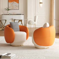 Modern Swivel Barrel Chair With Gold Base