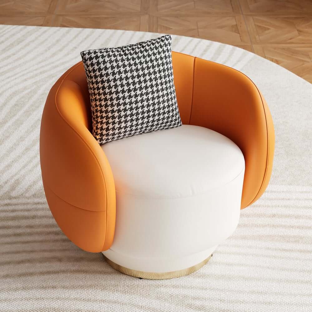 Modern Swivel Barrel Chair With Gold Base