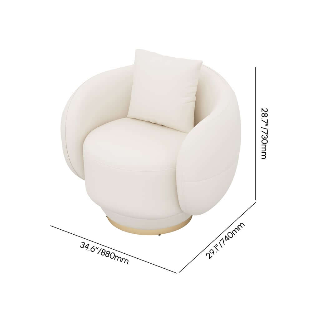 Modern Swivel Barrel Chair With Gold Base Dimensions