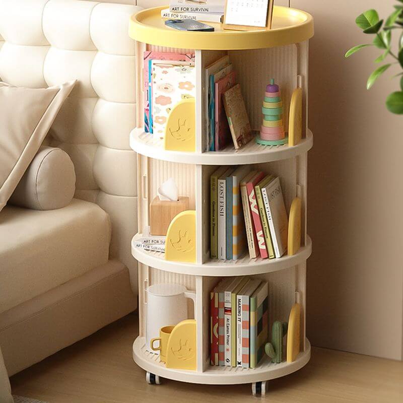 Modern Swivel Bookcase for Kids, Closed-Back with 360° Rotation